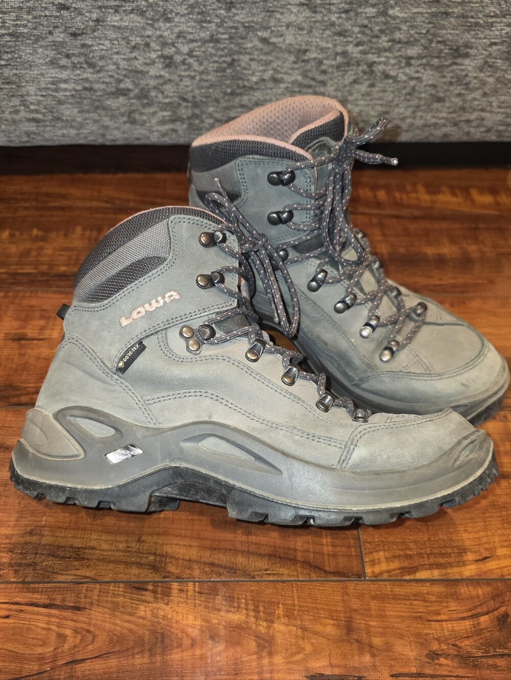 Lowa Gray and Pink Women's Waterproof Hiking Boots